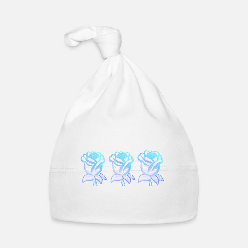 Trois roses bleues paillettes Bonnet bio Bébé