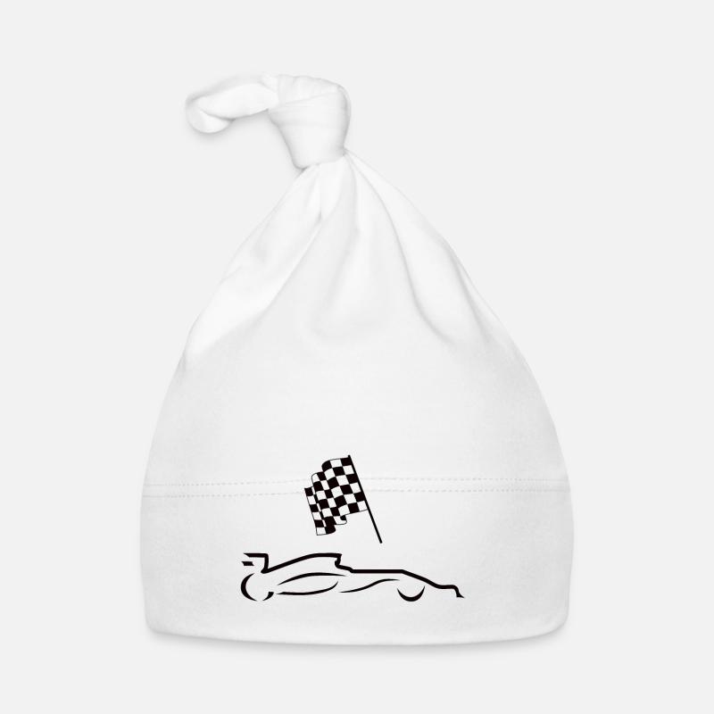 Voitures de course avec drapeaux silhouett Bonnet bio Bébé