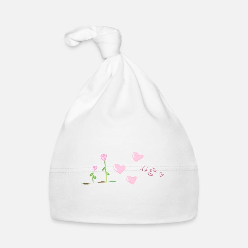 texte d’amour coréen coeurs fleurs Bonnet bio Bébé