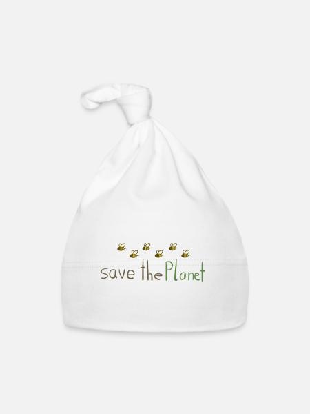 save the planet bees nature conservation climate protection - Organic Baby Cap - white - Front