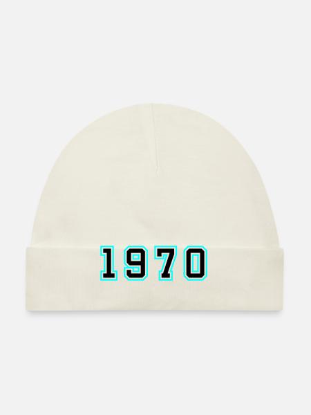 1970 Année Anniversaire - Bonnet bio Bébé - blanc - Devant