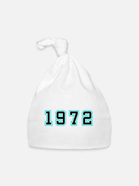 1972 Jahr Geburtstag - Baby Bio-Mütze - Weiß - Vorne