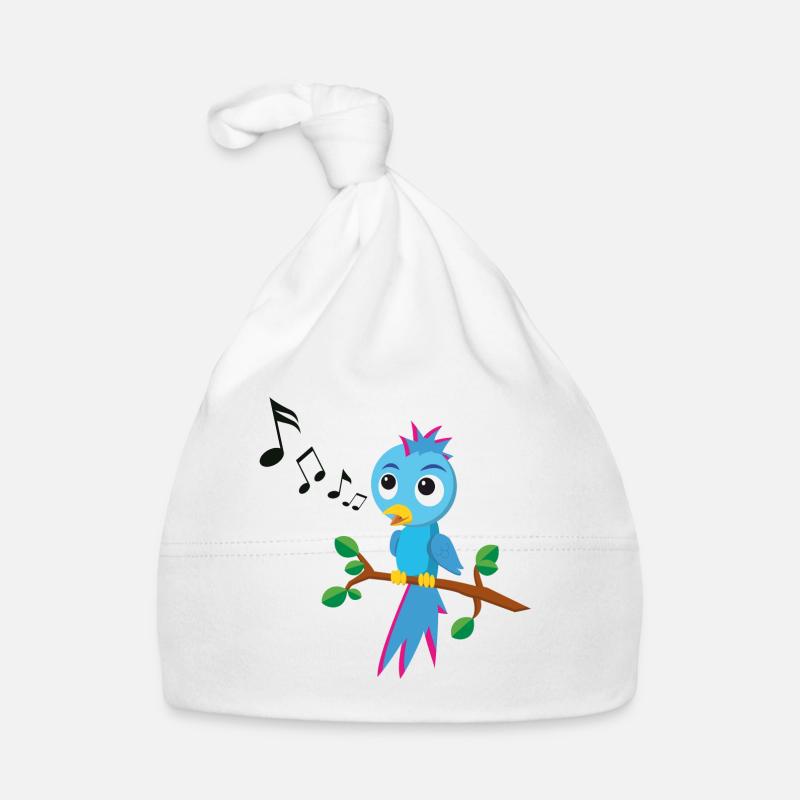 Petit oiseau chante / chante oiseau - Bonnet bio Bébé - blanc
