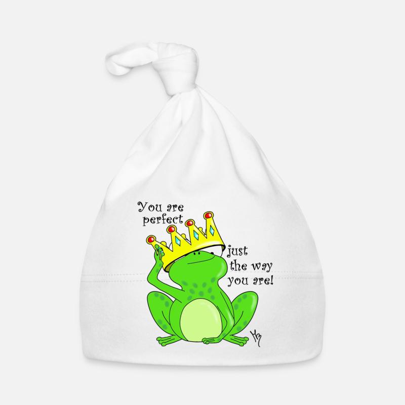 Vous êtes parfait tel que vous êtes! Grenouille - Bonnet bio Bébé - blanc