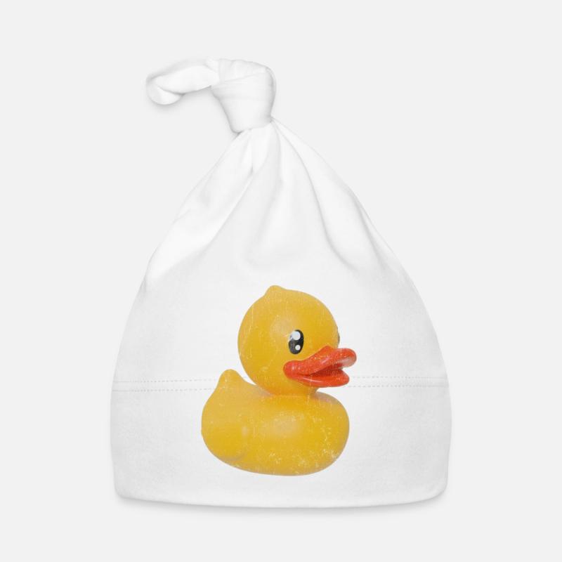 Canard de Bain Rétro - Bonnet bio Bébé - blanc