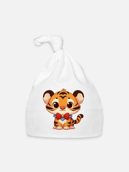 Tiger 3 - Baby Bio-Mütze - Weiß - Vorne