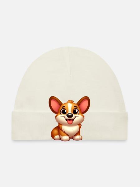 Corgi 13 - Organic Baby Cap - white - Front