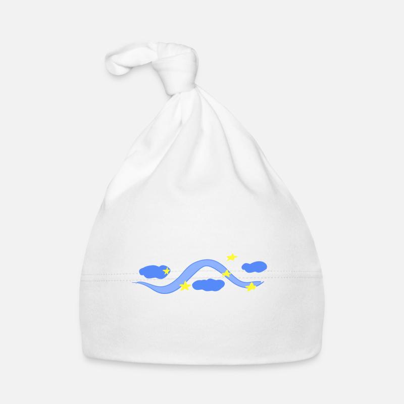 line stroke blue clouds sky night star Organic Baby Cap
