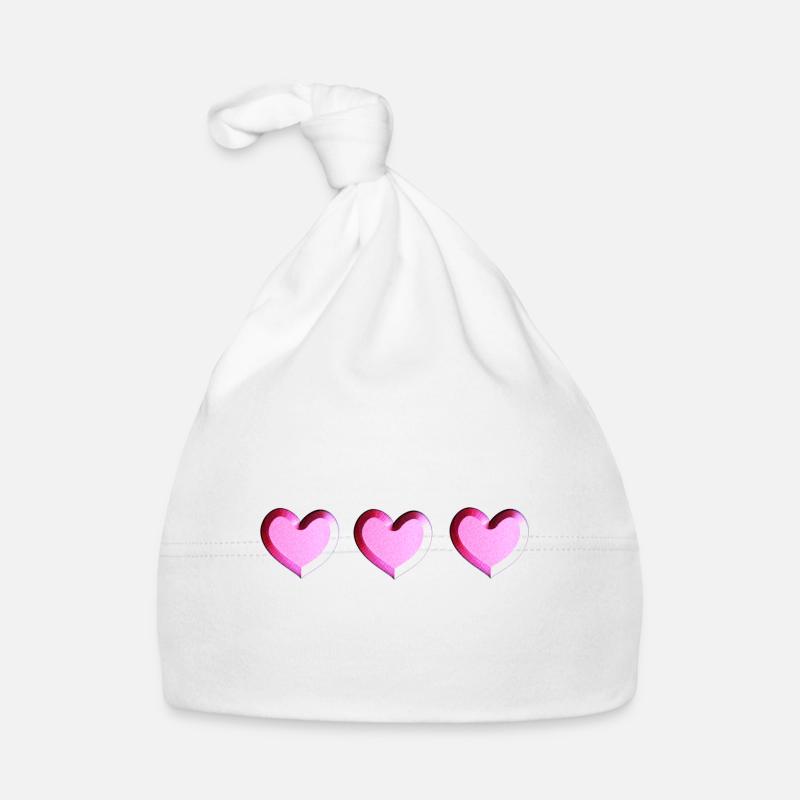 trois cœurs roses scintillants Bonnet bio Bébé