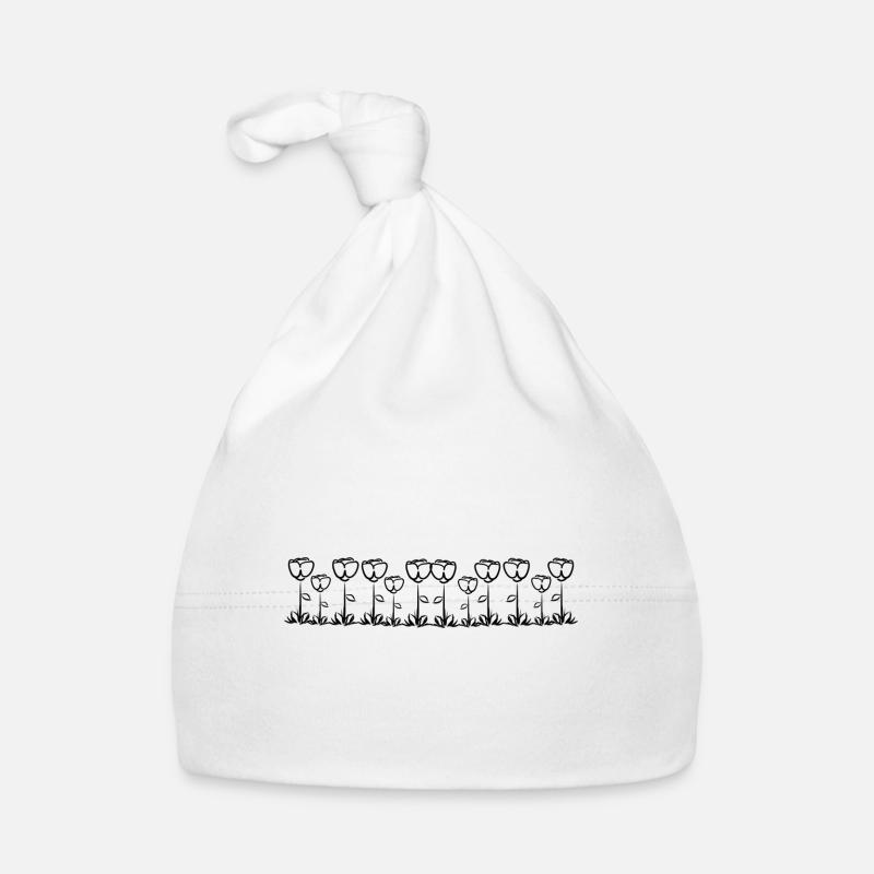 line flowers rose stroke Organic Baby Cap
