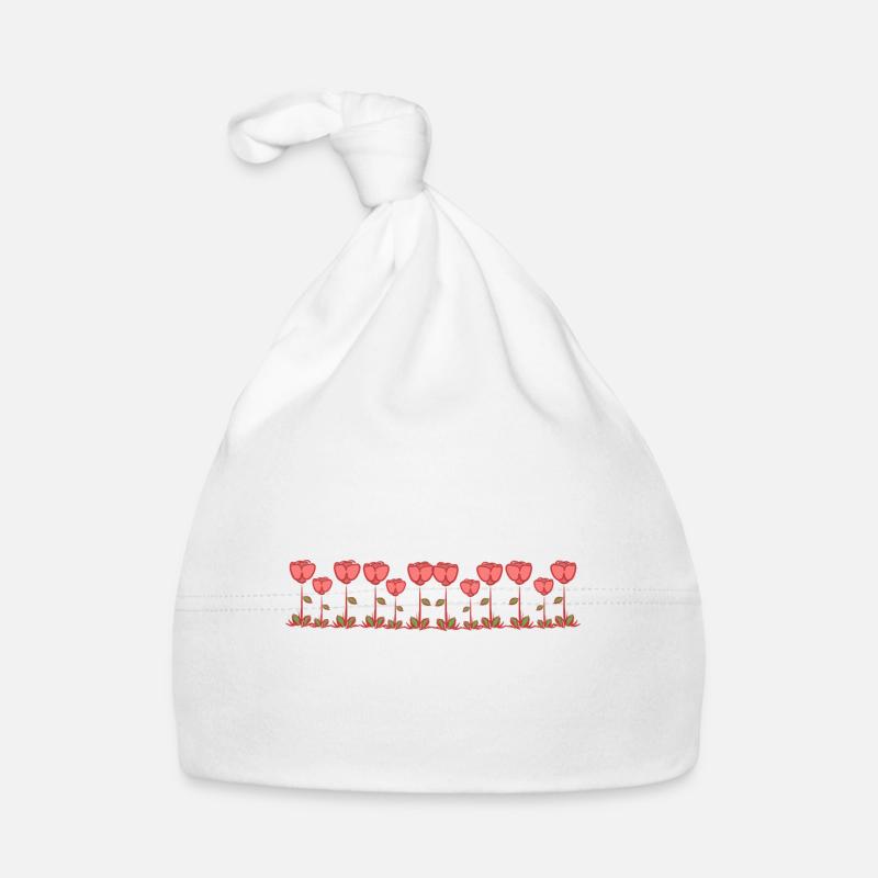 ligne fleurs roses ligne rouge Bonnet bio Bébé
