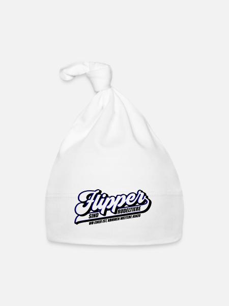 Farben änderbar | Flipper sind Rudeltiere - Baby Bio-Mütze - Weiß - Vorne