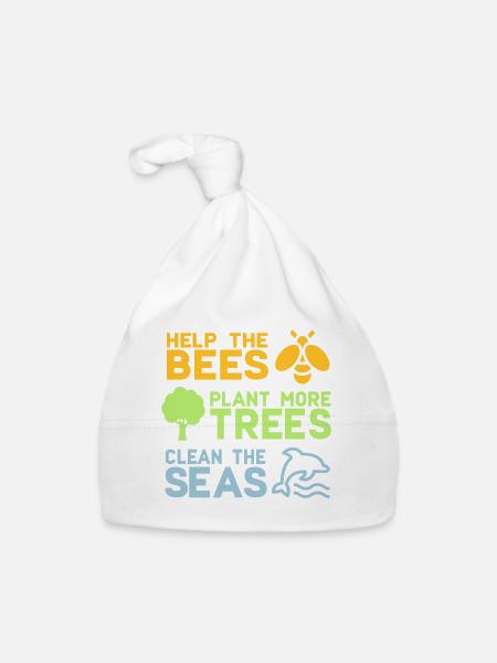 Help the Bees Plant More Trees | Forest trees nature - Organic Baby Cap - white - Front