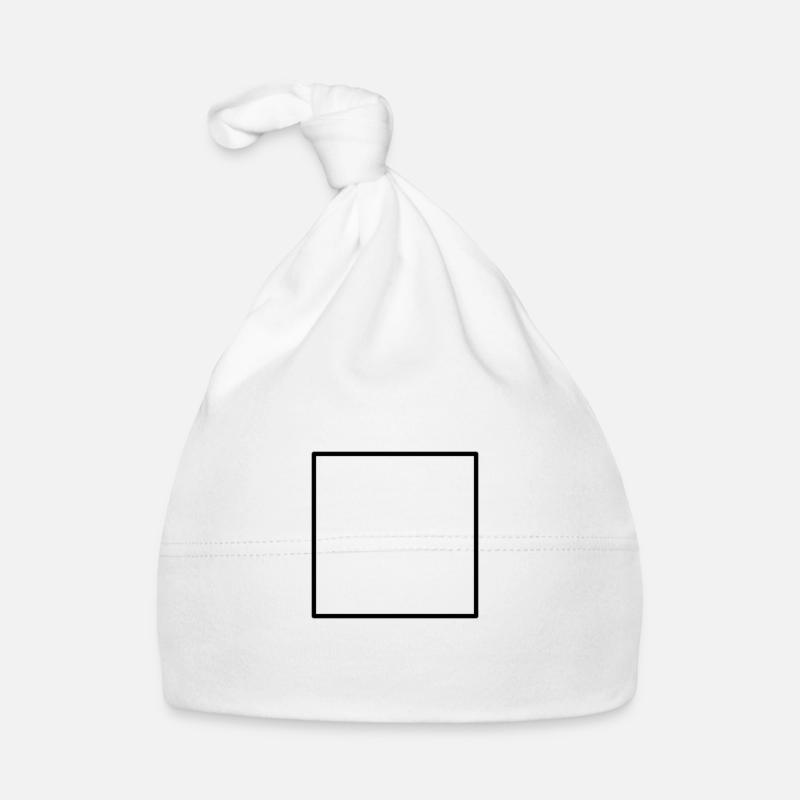Carré noir simple - Bonnet bio Bébé - blanc