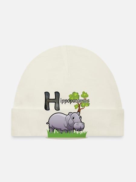 Hippopotame - Bonnet bio Bébé - blanc - Devant