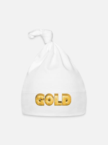 GOLD gold Gold Text Font Bars - Organic Baby Cap - white - Front