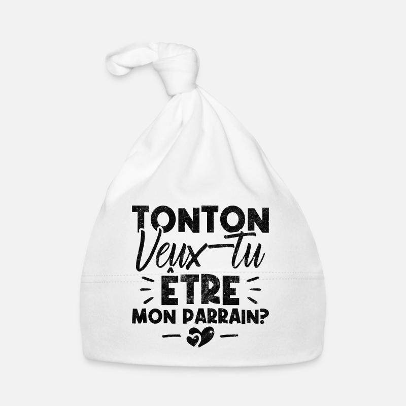 Tonton Veux tu être Mon Parrain? Bonnet bio Bébé