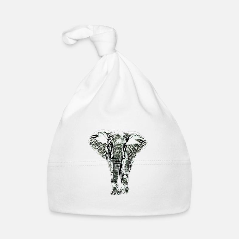 elephant - Organic Baby Cap - white