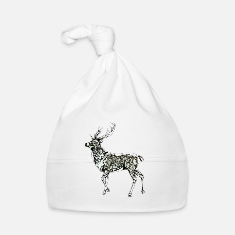 deer - Organic Baby Cap - white