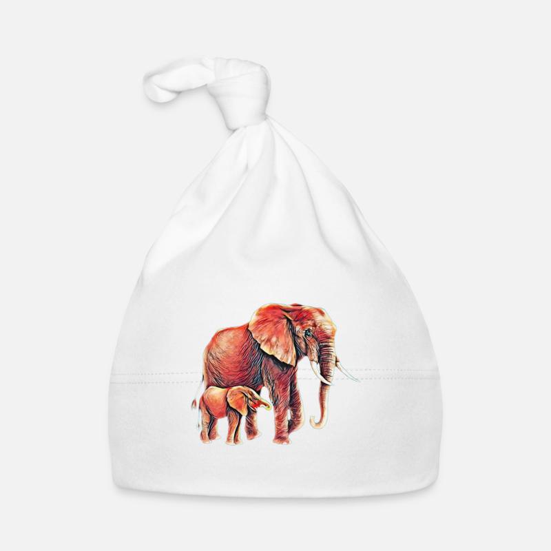 Elephant - Organic Baby Cap - white
