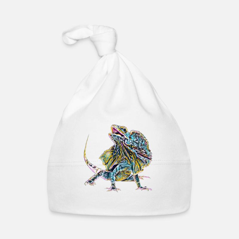 frilled lizard - Organic Baby Cap - white