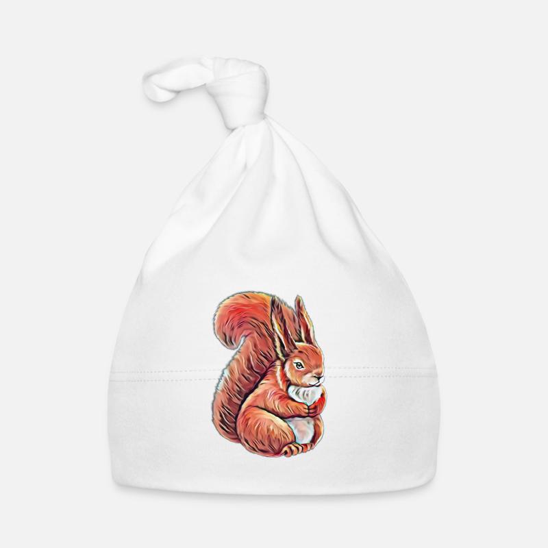 Écureuil roux - Bonnet bio Bébé - blanc