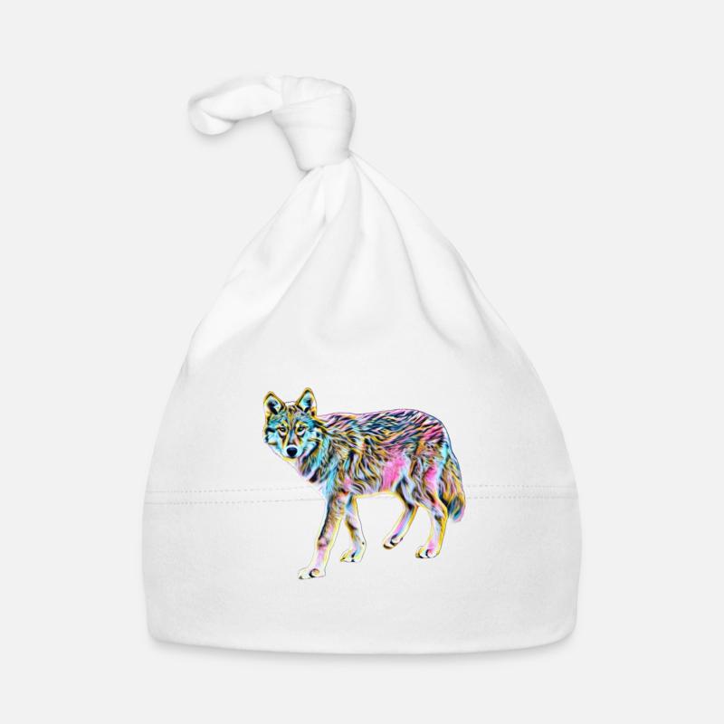 wolf - Organic Baby Cap - white