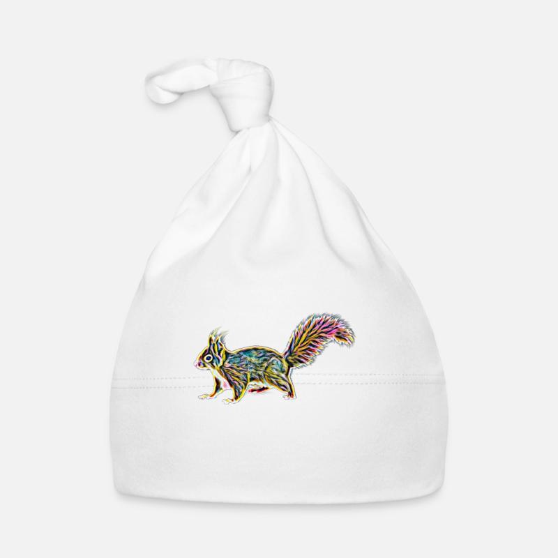 Écureuil roux - Bonnet bio Bébé - blanc