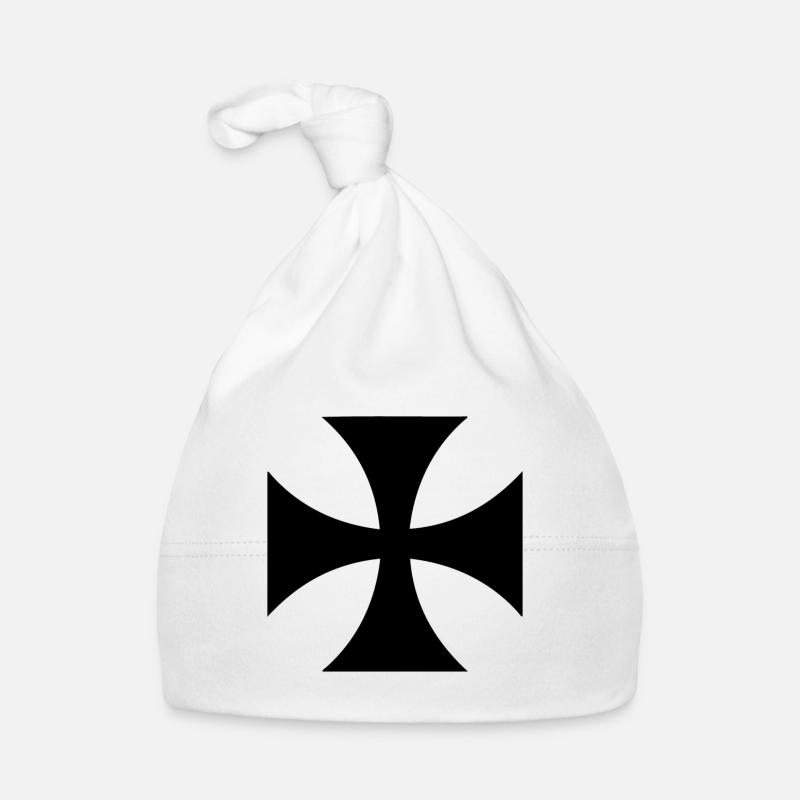 Croix des Templiers noirs - Bonnet bio Bébé - blanc