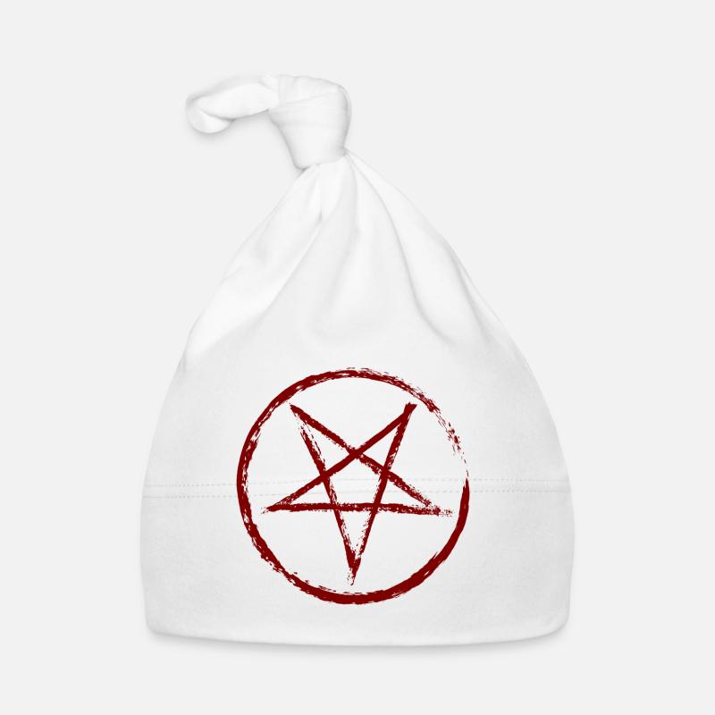 Pentagramme Rouge - Bonnet bio Bébé - blanc