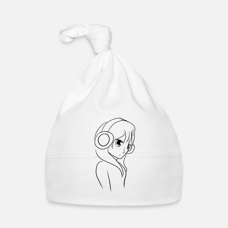 manga anime - Bonnet bio Bébé - blanc