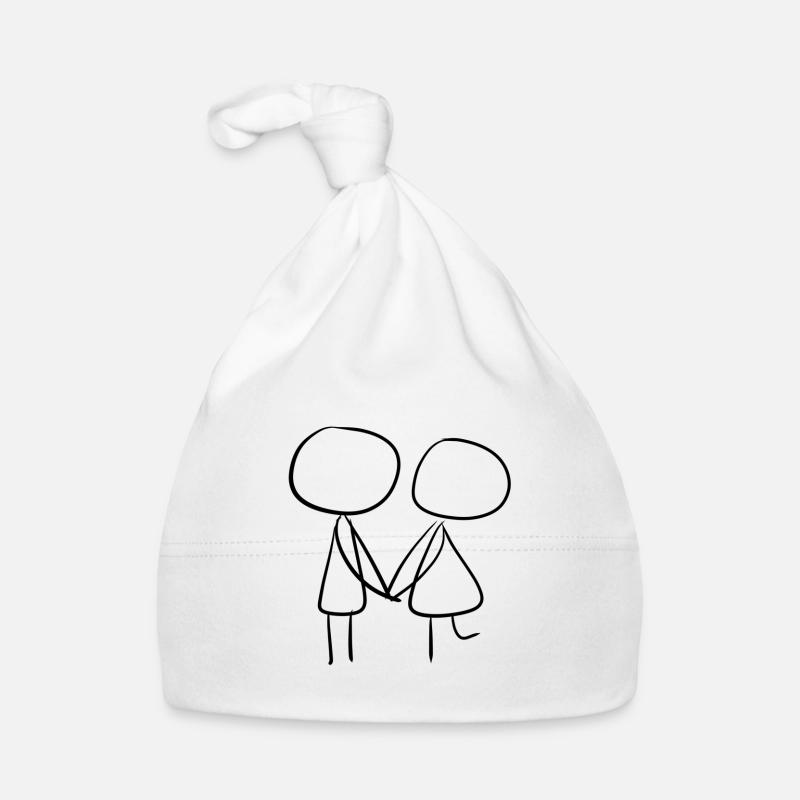 symbole cher couple couple - Bonnet bio Bébé - blanc