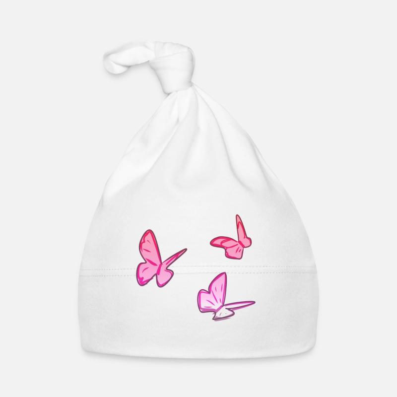 pink butterflies butterfly pink pattern - Organic Baby Cap - white