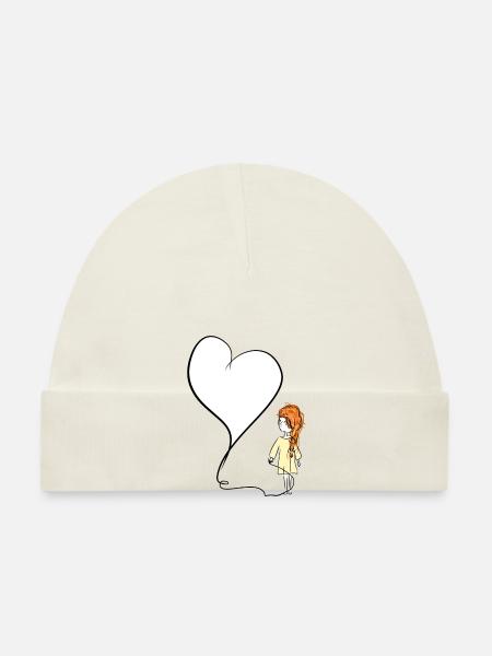 herz liebe mädchen symbol faden - Baby Bio-Mütze - Weiß - Vorne