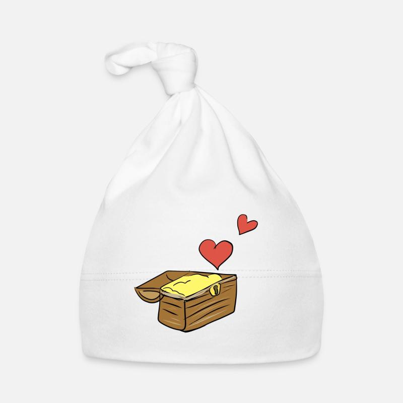 treasure chest symbol treasure hearts red Organic Baby Cap