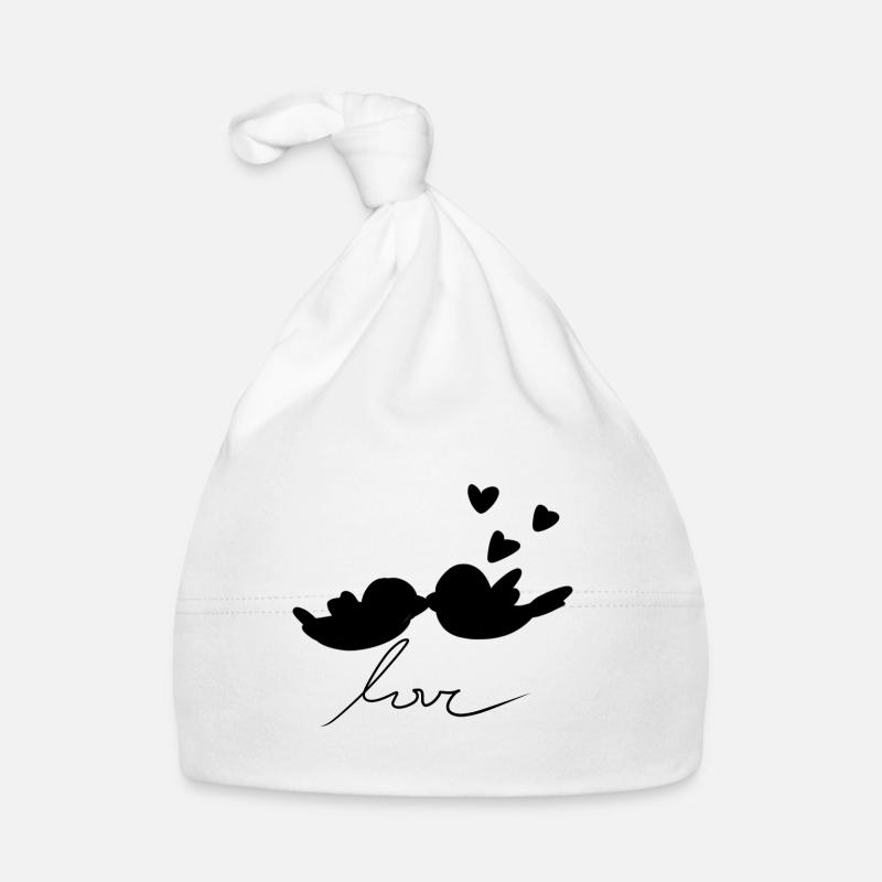 Saint-Valentin Couple Cœurs d’oiseaux Amour Bonnet bio Bébé