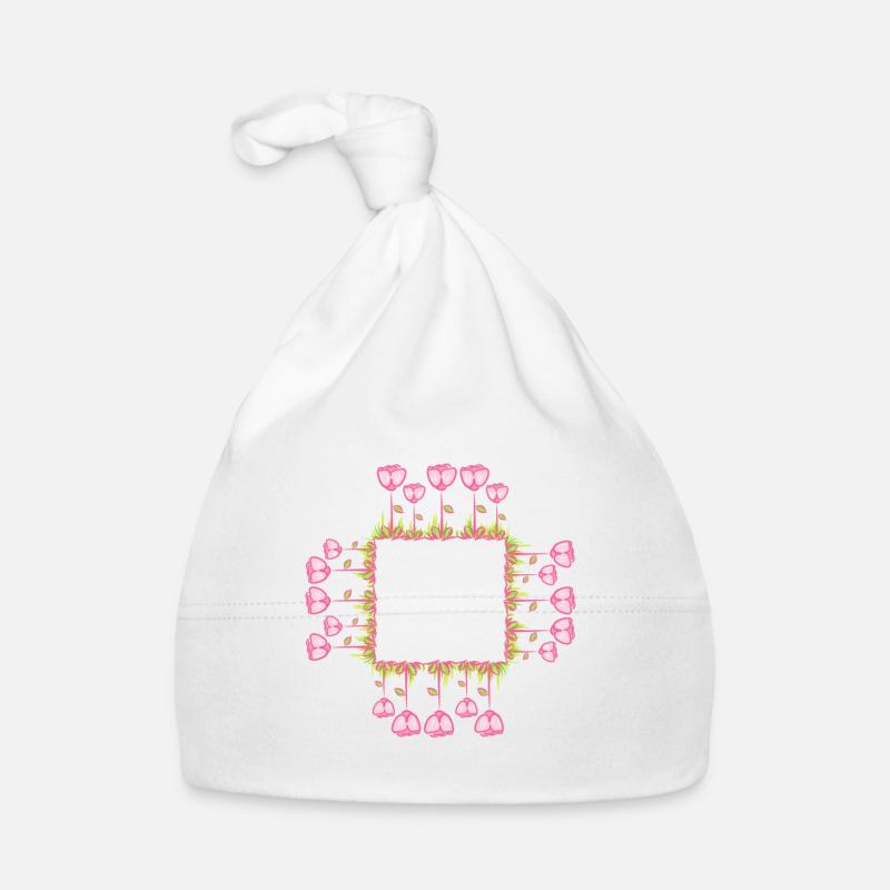 square frame flowers natural square Organic Baby Cap