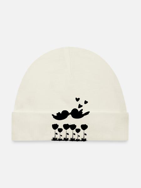 Love Bird Animals Nature Flowers - Organic Baby Cap - white - Front