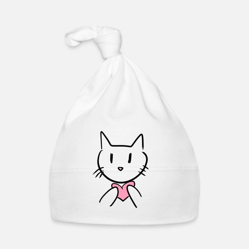 Katze Tier Liebe Herz Baby Bio-Mütze