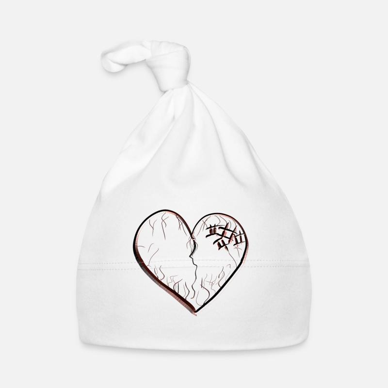 heart symbol broken sad scars Organic Baby Cap