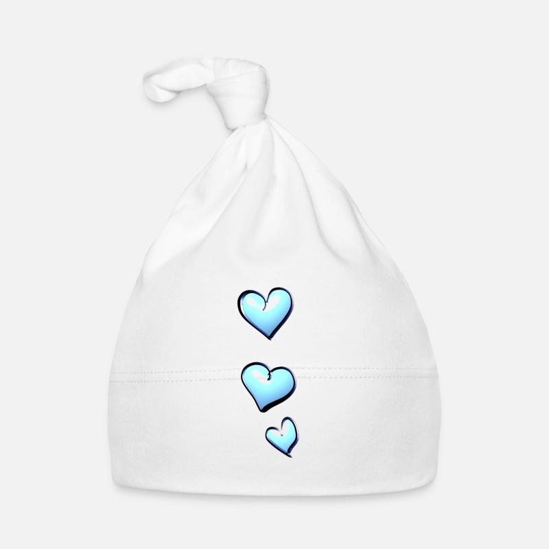 drei herzen blau Baby Bio-Mütze