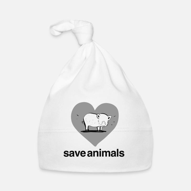 Save Animals Heart Pig Animal Organic Baby Cap