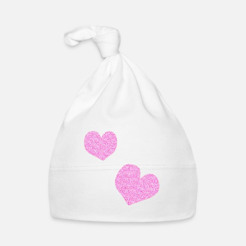 deux cœurs roses cœur scintillant Bonnet bio Bébé