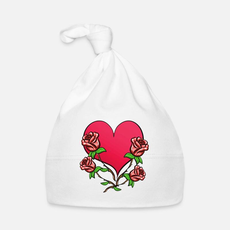 Rose Fleur Coeur Symbole Forme Roses Bonnet bio Bébé