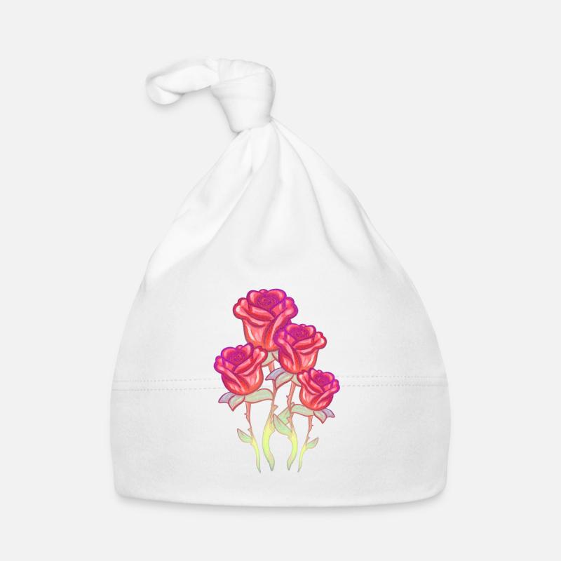Red Flowers Flower Rose Glitter Organic Baby Cap