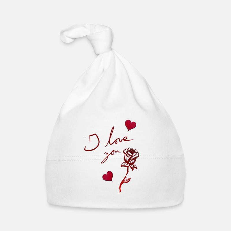 Je t’aime cœurs de fleurs de rose Bonnet bio Bébé