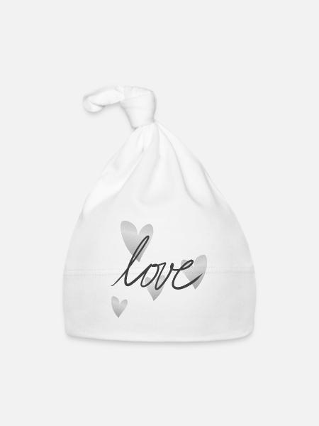 herz grau symbol liebe form - Baby Bio-Mütze - Weiß - Vorne