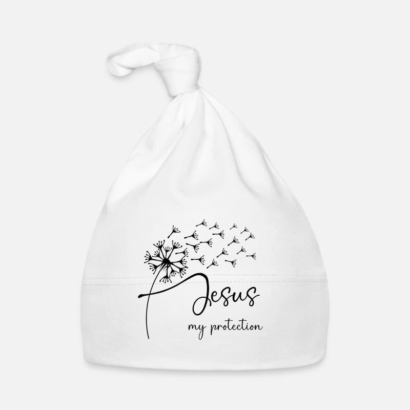 Jesus, my protection has a chic dandelion graphic Organic Baby Cap