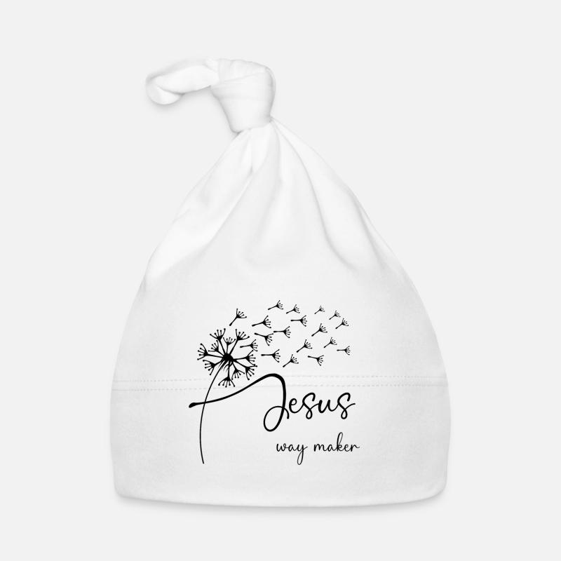 Jesus, way maker has a chic dandelion graphic desi Organic Baby Cap