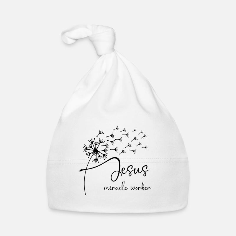 Jesus, miracle worker has a chic dandelion graphic Organic Baby Cap